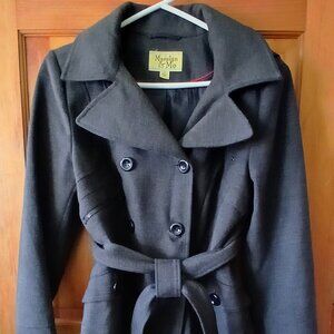 Short winter trench style coat with hood